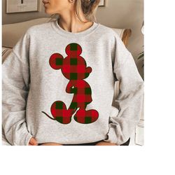 Disney Mickey Mouse Christmas Plaid Silhouette Fill Shirt, Disneyland Christmas Family Matching Tee, Christmas 2023 Part