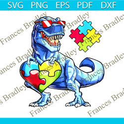 Puzzle Piece Autism Awareness Dinosaur Svg