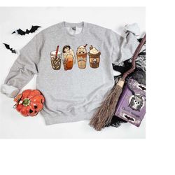 Horror Fall Coffee Shirt, Pumpkin Spice Latte Iced Warm Shirt, Halloween Shirt, Halloween Sweatshirt, Funny Halloween Sh