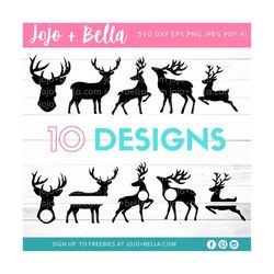 Reindeer SVG Bundle,  Deer Svg, Christmas SVG, Deer Head Svg, Reindeer Head svg, Reindeer Silhouette Svg, Deer Silhouett