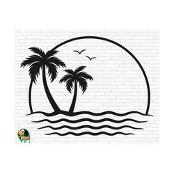 Palm Trees SVG, Tropical Palm svg, Summer svg, Beach svg, Vacation svg, Ocean svg, Cut Files, Cricut, Silhouette, Png, S