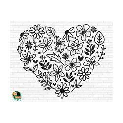 Flower Heart SVG, Floral Heart svg, Heart Wreath svg, Flower svg, Heart svg, Wildflower svg, Floral svg, Cut Files, Cric