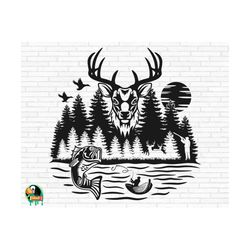 Deer Hunter SVG, Deer Hunting svg, Fishing svg, Outdoor Scenery svg, Deer Scene svg, Hunt svg, Hunting Dad svg, Cut File