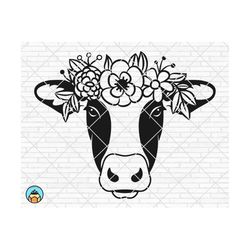 Cow With Flowers SVG | Cow Mandala SVG | Cow Face SVG | Zentangle Cow Svg | Cow Head Svg | Cow Flowers Svg | Cow cut Fil