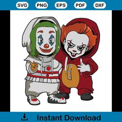 IT And Joker Svg, Halloween Svg, Pennywise Svg, Halloween Costume Svg, Joker Svg, Scary Night Svg, Happy Halloween Day S