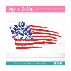 Floral American Flag Svg - 4th of July Svg, Fourth of July Svg, American Flag Svg, America Svg, Svg Files for Cricut, su