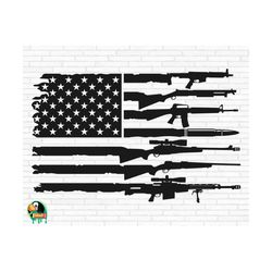 American Gun Flag SVG, Guns US Flag svg, Patriotic svg, Distressed Flag svg, Military svg, Cut Files, Cricut, Silhouette