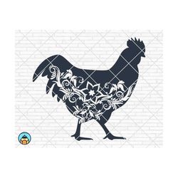 Floral Chicken SVG | Chicken SVG | Floral Rooster SVG | Floral Svg | Animal Svg | Flowers Chicken Svg | Chicken Cut File