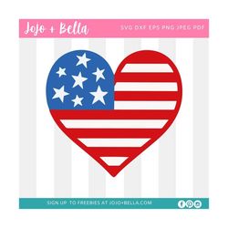 American Heart SVG, USA SVG, 4th of July Cut Files, Patriotic Americana Svg Eps Dxf Png , American Flag Svg, 4th of July