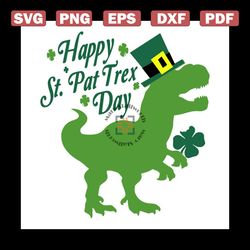 St Patrick's Pat Trex Day Svg, St. Patricks Day Svg, Dinosaur Svg, Gnome Hat Svg, Patricks Day Svg, Shamrocks Svg, Lucky