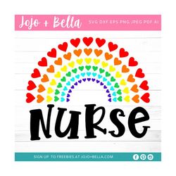 Nurse Rainbow Svg, Nurse Svg - Rainbow Svg, Heart Rainbow Svg, Heart Svg, Virus Svg, Nurse Hearts Svg, Essential Worker
