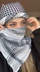 Shemagh Keffiyeh Hirbawi Arab Scarf Palestine White Black Kufiya Arafat Hatta, Head Cover Scarf For Women