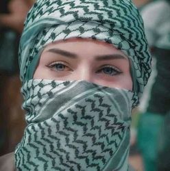 White And Green Shemagh Keffiyeh Arab Scarf, Head Scarf, Head Wrap, Dust protector