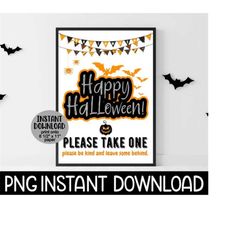 Trick Or Treat Sign PNG, Happy Halloween Sign PNG, Printable Halloween Trick Or Treat Sign, Halloween Decor, Instant PNG