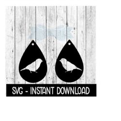 Earring SVG, Teardrop Bird Earrings SVG, SVG Files, Instant Download, Cricut Cut Files, Silhouette Cut Files, Download,