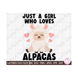 alpaca just a girl who loves alpacas svg for cricut shirt for girls png eps dxf