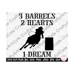 barrel racing svg 3 barrels 2 hearts 1 dream
