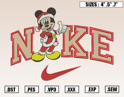 Nike Mickey Mouse Christmas Embroidery Designs, Christmas Embroidery Design File Instant Download