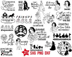 Disney Princess Quotes SVG Bundle, Frozen svg, Tangled svg, Snow White svg, Little Mermaid svg
