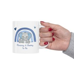 mummy & daddy to be elephants mug, boy mummy and daddy mug, expectant parents gift mug, baby shower mug, pregnancy revea