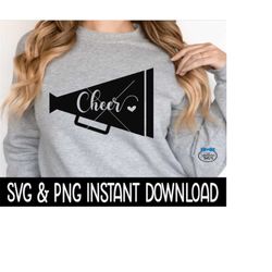 Cheer Megaphone Cheerleader SVG, Cheerleader PNG, Tee SvG, Cheer Leader SVG, Instant Download, Cricut Cut Files, Silhoue