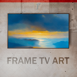 Samsung Frame TV Art Digital Download, Frame TV Abstract Landscape, Frame TV Misty Landscape, Blue Tones, Gold Accents