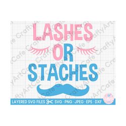 lashes or staches svg funny gender reveal psvg png for shirts cricut cut file
