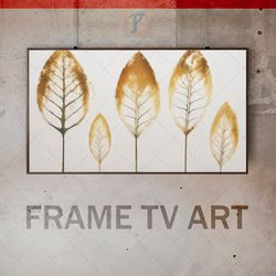 Samsung Frame TV Art Digital Download, Frame TV Leaf imprints, Frame TV Oil technique, Interior painting, Light brown