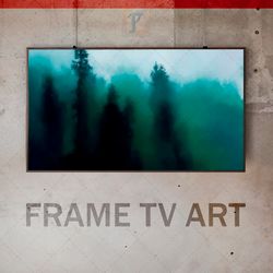 Samsung Frame TV Art Digital Download, Frame TV Art  Foggy Woods, Frame TV Mystical Landscape, Coniferous Trees, Green
