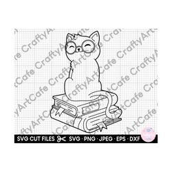 cats books cat on books cut file svg png clipart illustration