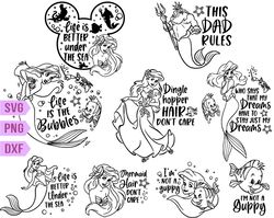 Disney Little Mermaid SVG Bundle, Ariel Svg Clipart, Little mermaid Svg, Princess Svg, Dxf