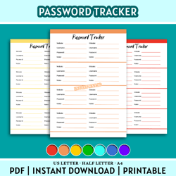 Printable Password Tracker: Organize Your Digital Life – Instant Download (A4 | Half Letter | US Letter)