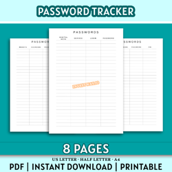 Printable Password Manager – Instant Download (A4 / Half Letter / US Letter)