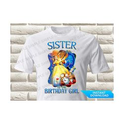Beauty and the Beast Sister of the Birthday Girl Iron On Transfer, Beauty and the Beast Iron On Transfer, Belle Iron On