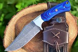 Damascus Knives Custom Handmade Hunting Knife- Best Damascus Steel Blade Skinning Knife- Fixed Blade Hunting Knife