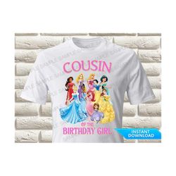 Princess Cousin of the Birthday Girl Iron On Transfer, Princess Iron On Transfer, Princess Birthday Shirt Iron On