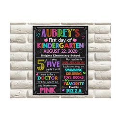 First Day of School Chalkboard Sign ANY GRADE, Back to School Sign Chalkboard, Photo Prop, Printable, First day of Kinde
