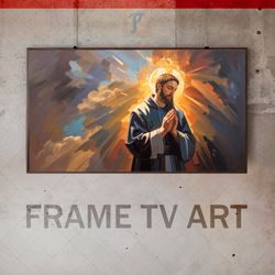 Samsung Frame TV Art Digital Download, Frame TV Art Prayer Imagery, Frame TV Avant-Garde Byzantine Iconography, Dark