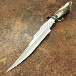 Handmade Beautiful D2 steel Fixed blade knife Stag horn Handle Survival-Outdoor-Camping-Hunting Tool.