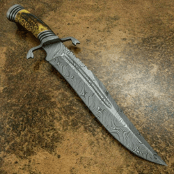 Handmade Damascus steel fixed blade knives Survival-Outdoor-Camping-Hunting Tool.