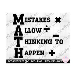 math svg for cricut, math png, math teacher svg, math teacher png, math student svg, math student png, mistakes allow th