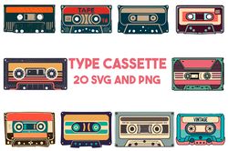 RETRO TYPE CASSETTES 20SVG.PNG Digital Files