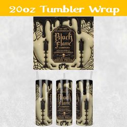 3D Inflated Black Flame Tumbler Wrap PNG, Halloween 3D Tumbler Wrap, Sanderson Sisters Tumbler Wrap PNG