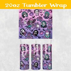 3D Inflated Horror Character Movies Tumbler Wrap PNG, Halloween 3D Tumbler Wrap,  Horror Movies Tumbler PNG