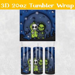 3D Inflated Jack Nightmare ChristmasTumbler Wrap PNG, Halloween 3D Tumbler Wrap,  Nightmare before christmas Tumbler PNG