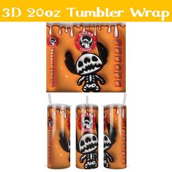 3D Inflated Ohana Coffee Stitch Skeleton Tumbler Wrap PNG, Halloween Horror 3D Tumbler Wrap,  Coffee Stitch Tumbler PNG
