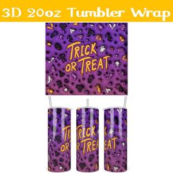 3D Inflated Trick of Treats Tumbler Wrap PNG, Halloween 3D Tumbler Wrap, Horror Tumbler PNG