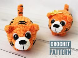 crochet pattern tiger toy keychain tiger toy cristmas ball toy cute tiger amigurumi tutorial pdf file