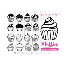 Muffin SVG,Cup Cake,DXF,Muffin Cut File,Bakery,Birthday,Dessert,Sweets,Cricut,Silhouette,Commercial use,Instant download