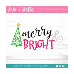 Christmas Tree SVG, Merry and Bright SVG, Christmas Clipart, Christmas Svg, Merry Christmas Svg, Xmas Tree clipart, Chri